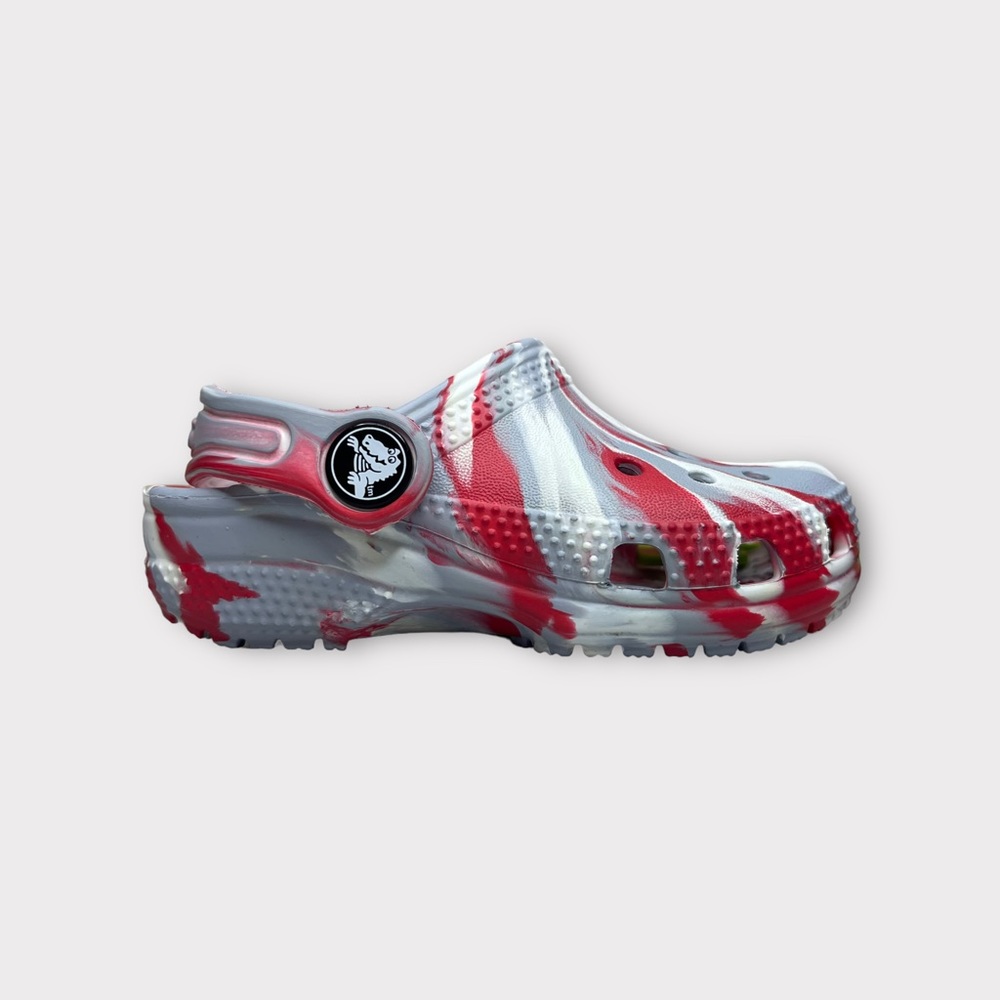 Crocs Red Gray White Marble Swirl Clogs - Picture 4 of 4
